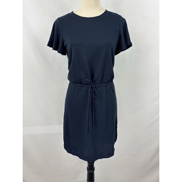 Paige Brielle Tee Shirt Dress Navy Blue XS Drawstring Waist Flutter Sleeve - Picture 7 of 16